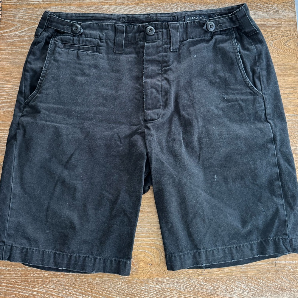 All Saints Black Flat Front Men's Shorts